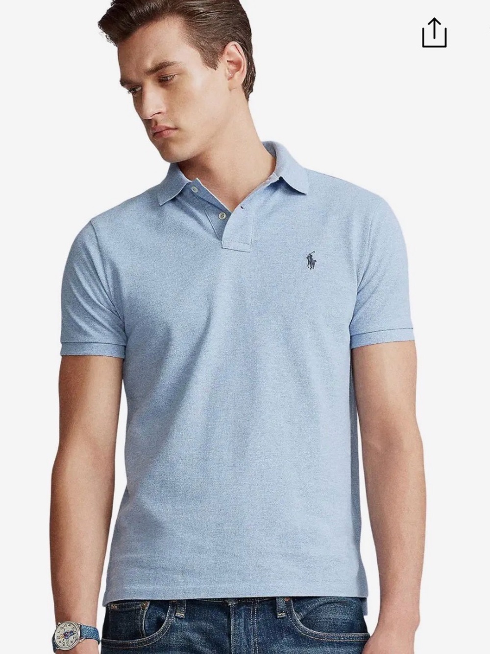 Ralph Lauren Light Blue Short Sleeve Polo with Navy Pony